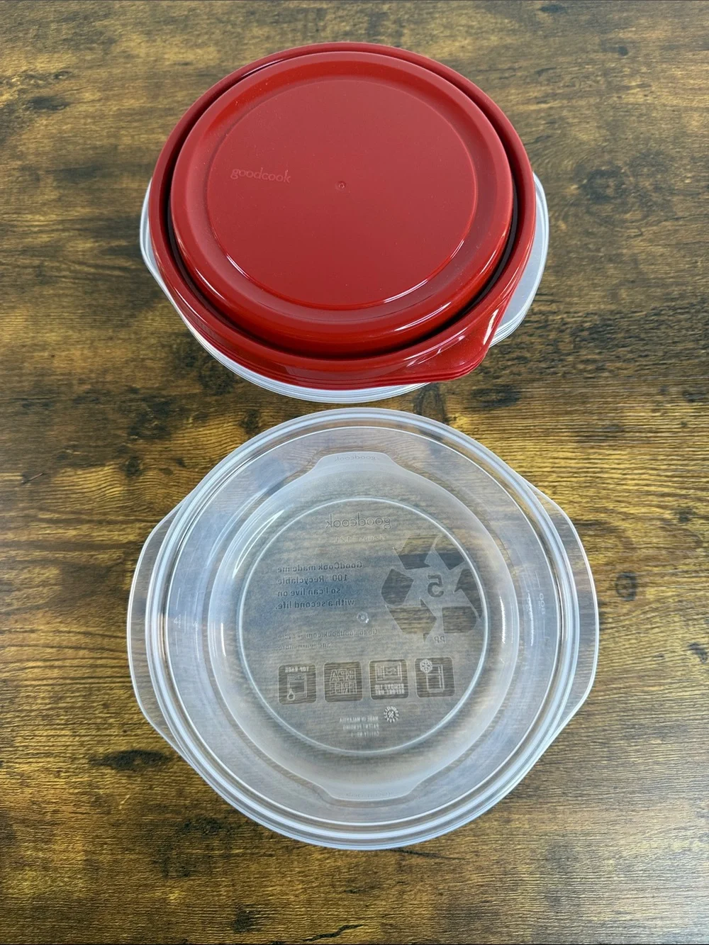 Red Medium Bowl Set with Lids - 3 Pack- 5 cups- 1.2L